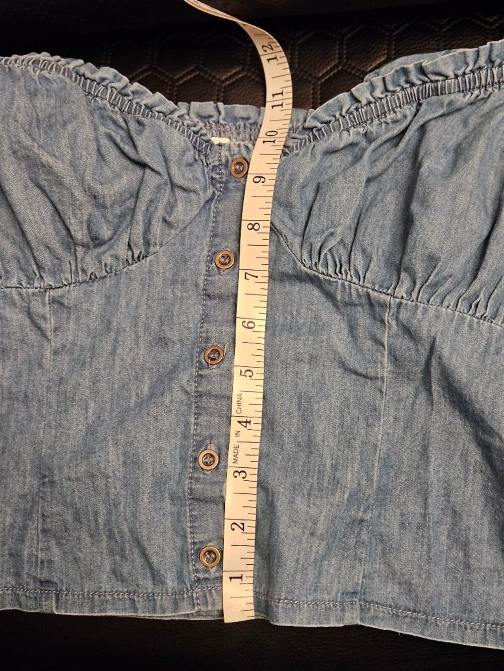Tank Top New Mix Women's Denim Look sleeveless corset-style crop top size L - Picture 9 of 10